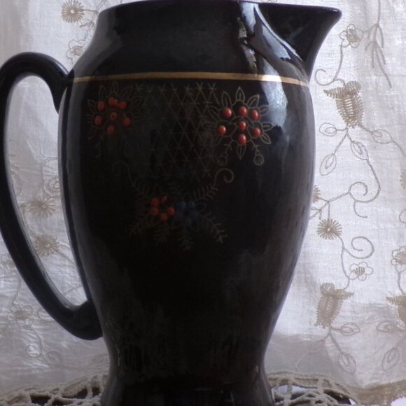 Vintage Red Ware Hand-painted Pitcher - Picture 6 of 9